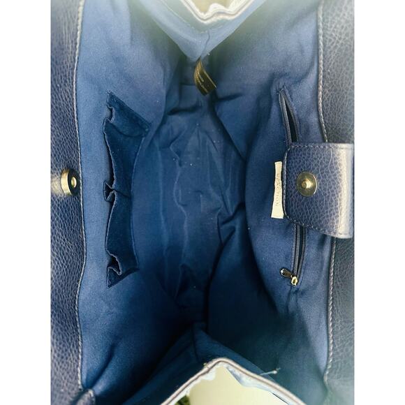 Kenneth Cole Reaction Navy Purse Lock And Zip Sides - Picture 9 of 11